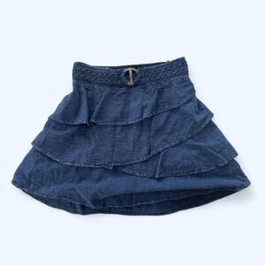 Navy blue denim Y2K mini ruffle cotton skirt by Cotton Natural size XL